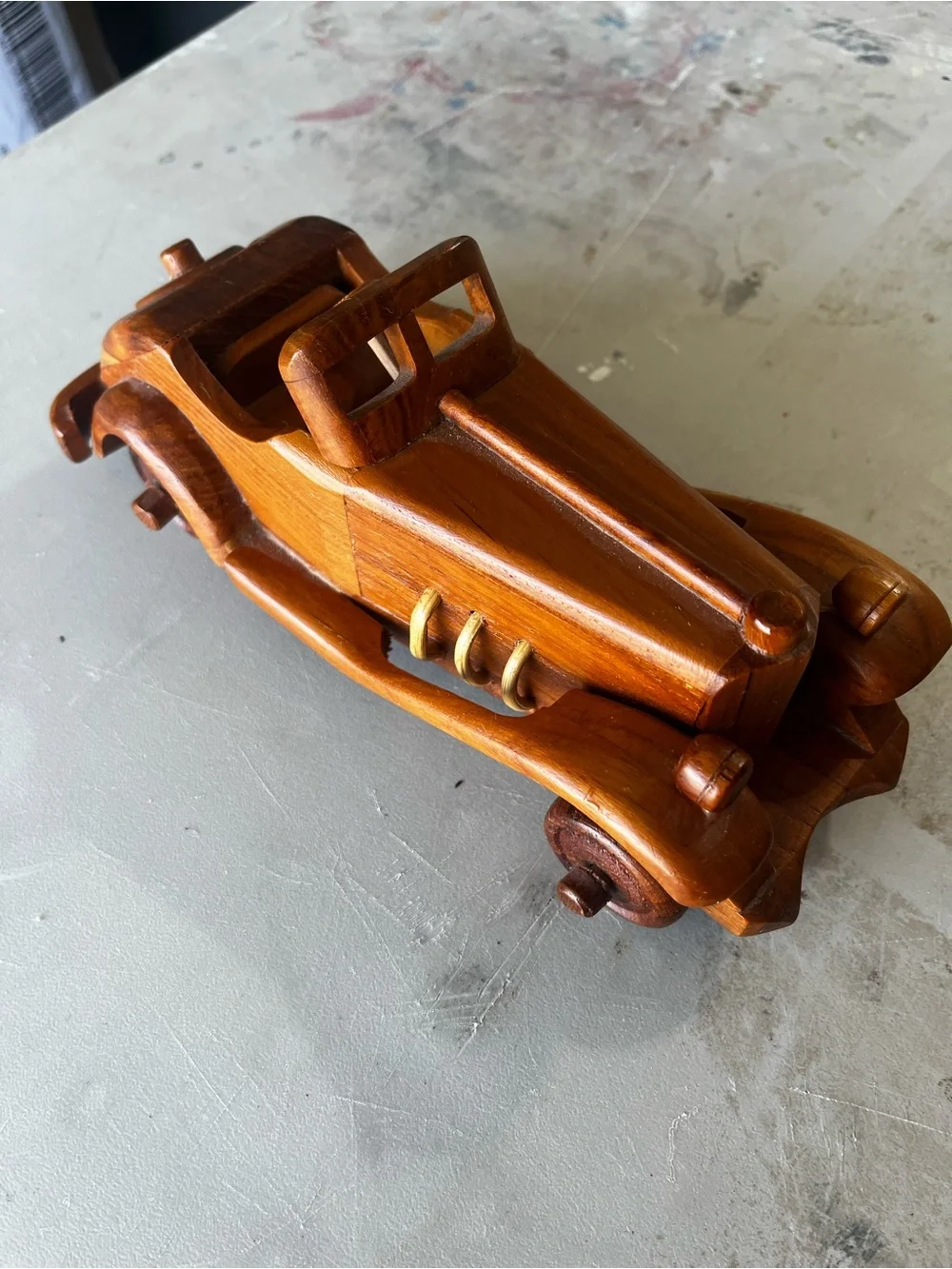 Classic Wooden Toy Car - Warm Brown Convertible
